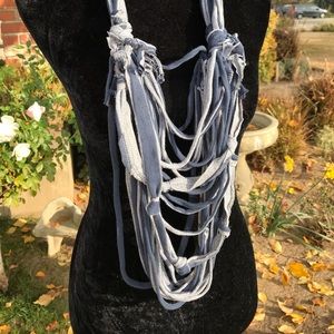 Multi textured knotted strands scarf